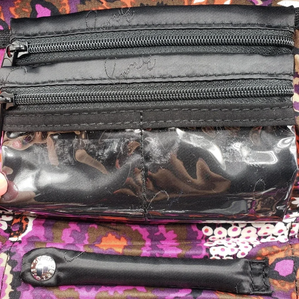 Vera Bradley 6 Pocket Travel Jewelry Organizer Classic Black Zebra Dome Velvet